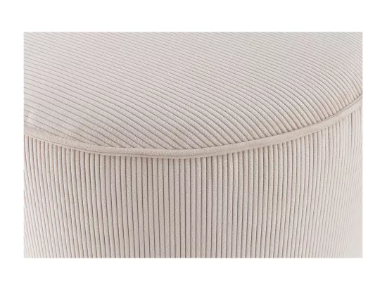 Pouf rond en tissu velours côtelé écru D40 cm LOUIS