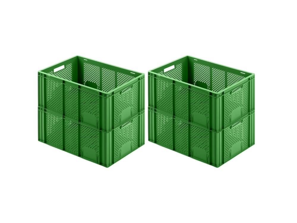 PROREGAL SuperSaveSet 4 x Eurobakken Fruit- en Groentebox HxBxD 27,4 x 40 x 60 cm 54 Liter Groene Fruit- en Groentekrat Fruitmand Transportbox