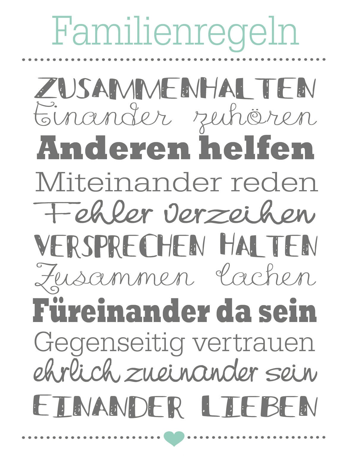 BÖNNINGHOFF Bild FAMILIENREGELN 46 x 61 cm