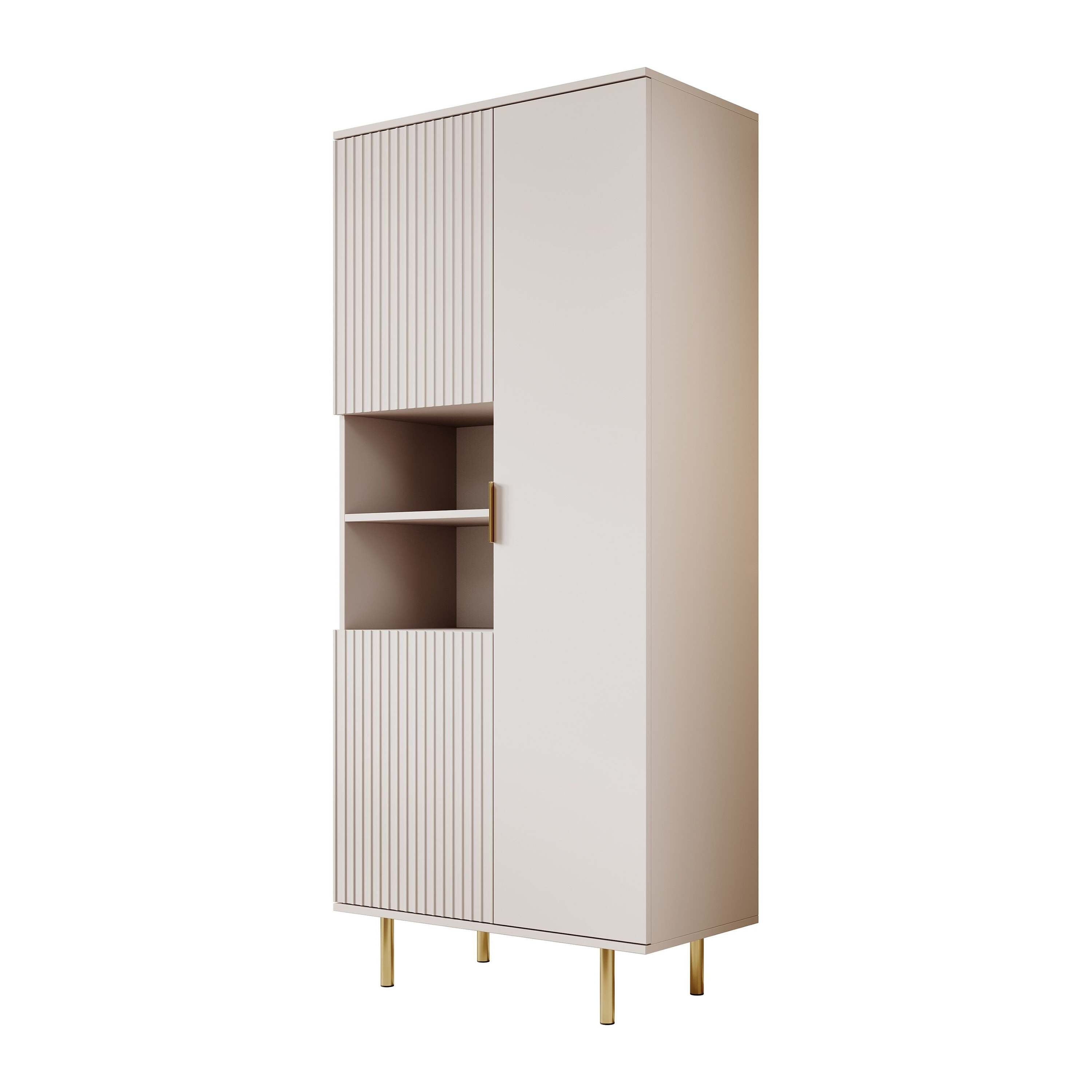Meubella - Vitrinekast Nicola - Beige - 80 cm