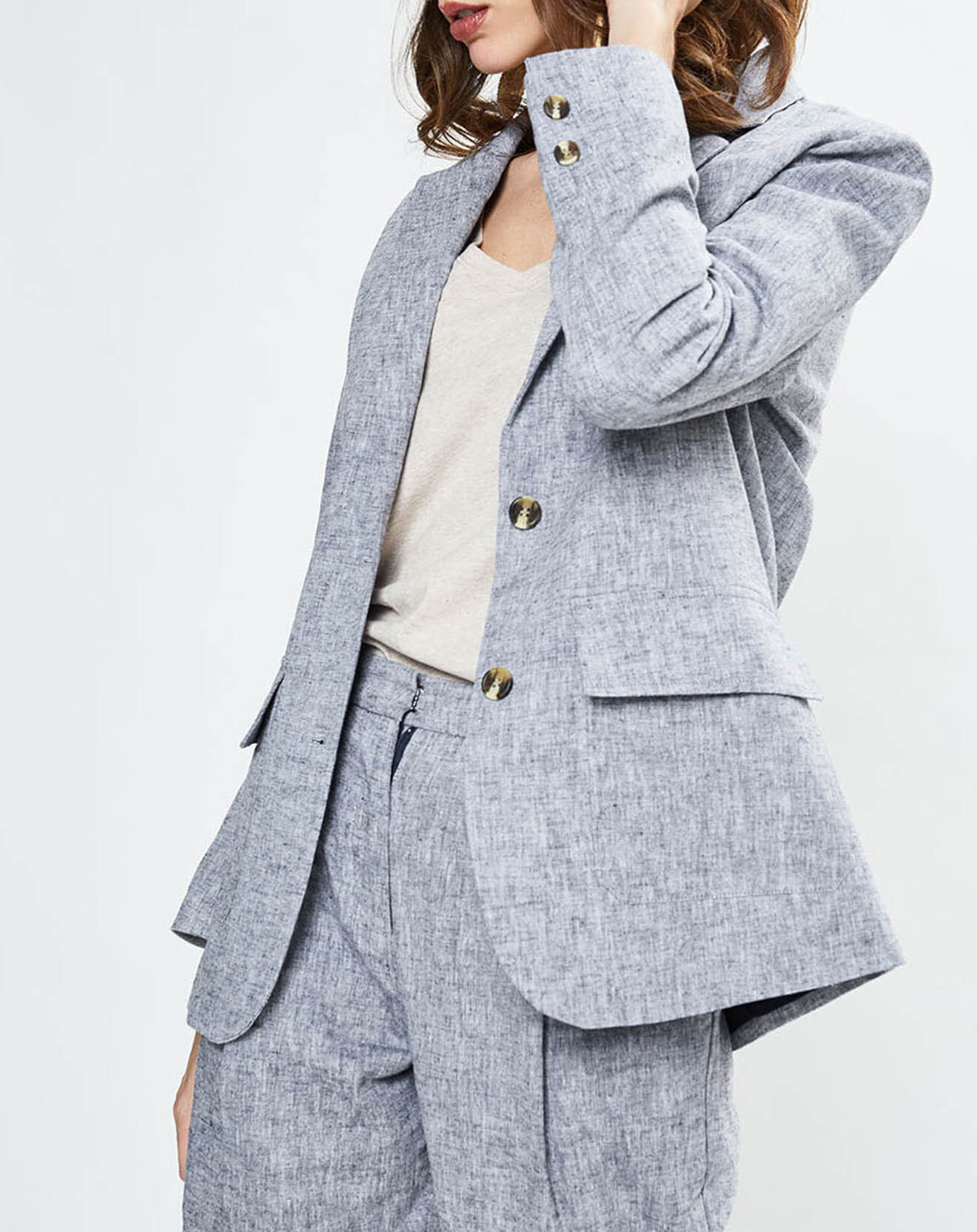 Yerse Blazer en Lin mélangé Marianne bleu marine