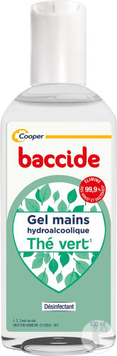 Baccide Gel Mains Hydroalcoolique Thé Vert Désinfectant Toutes Peaux 100ml