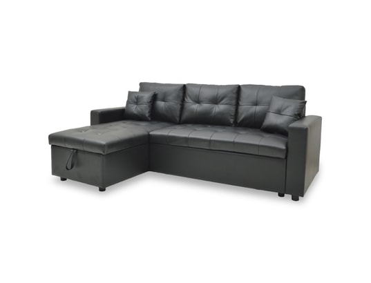 INTENSEDECO - Canapé d'angle convertible cuero noir