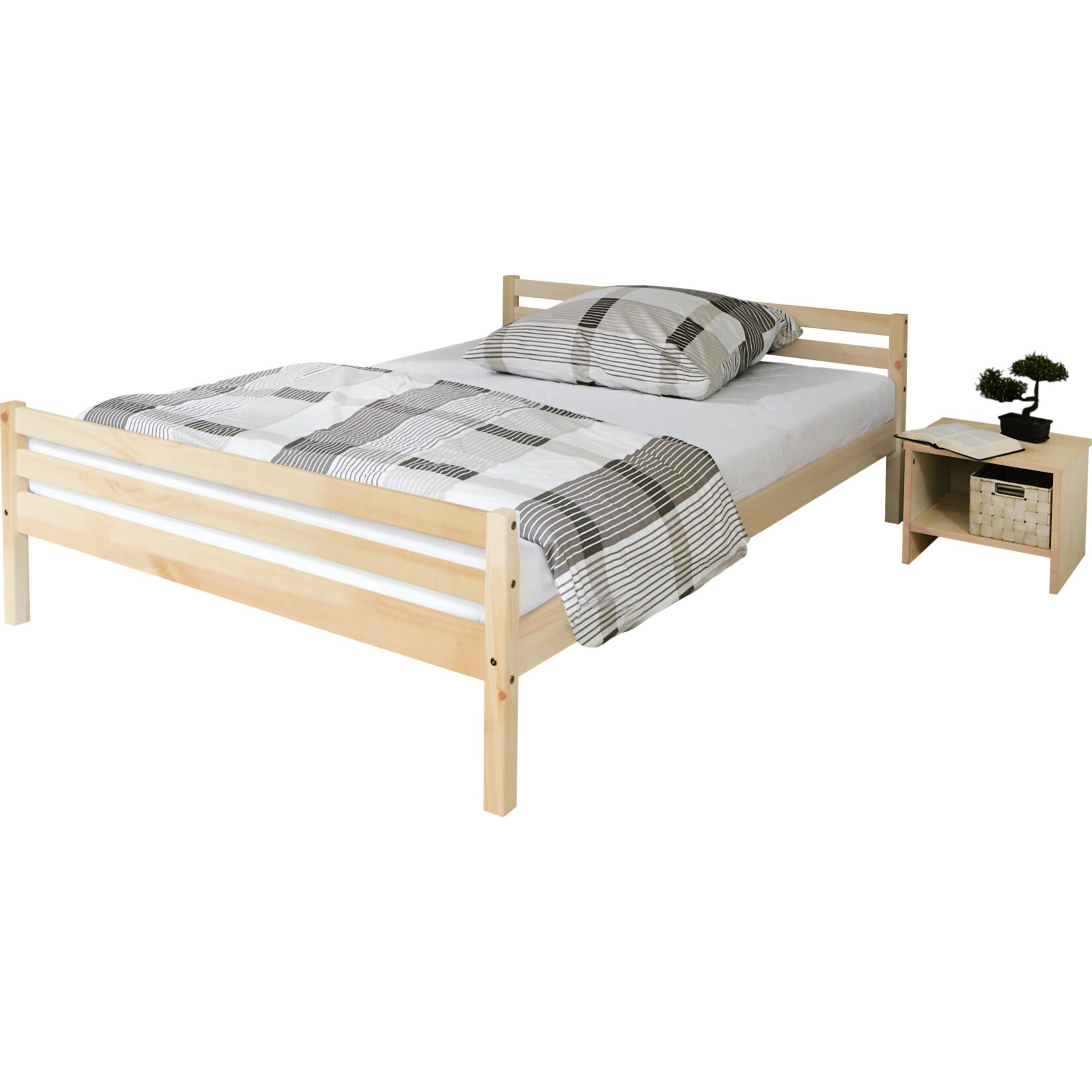 TiCAA Einzelbett Doppelbett Nadine 140x200 Kiefer