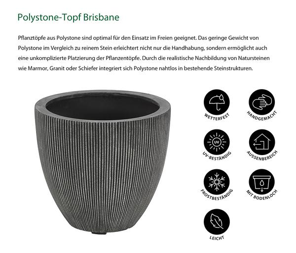 Dehner Polystone-Topf Brisbane in Riffeloptik,