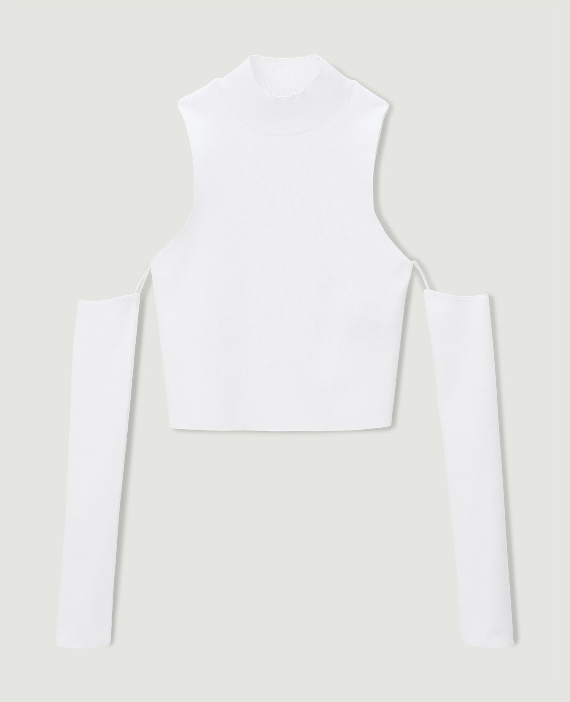 Top en maille manches amovibles - Blanc