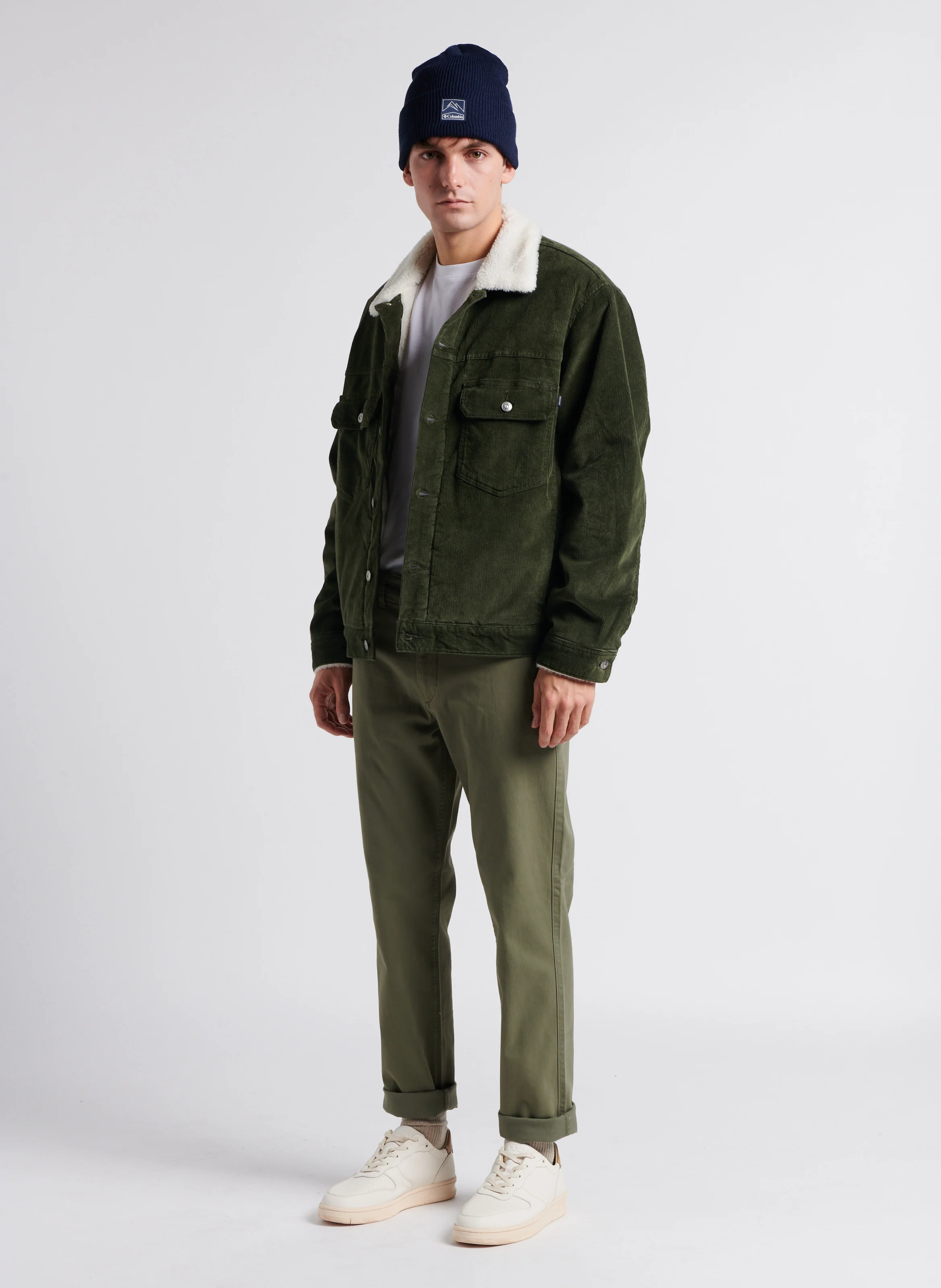 Pantalon slim en coton mélangé | Kaki