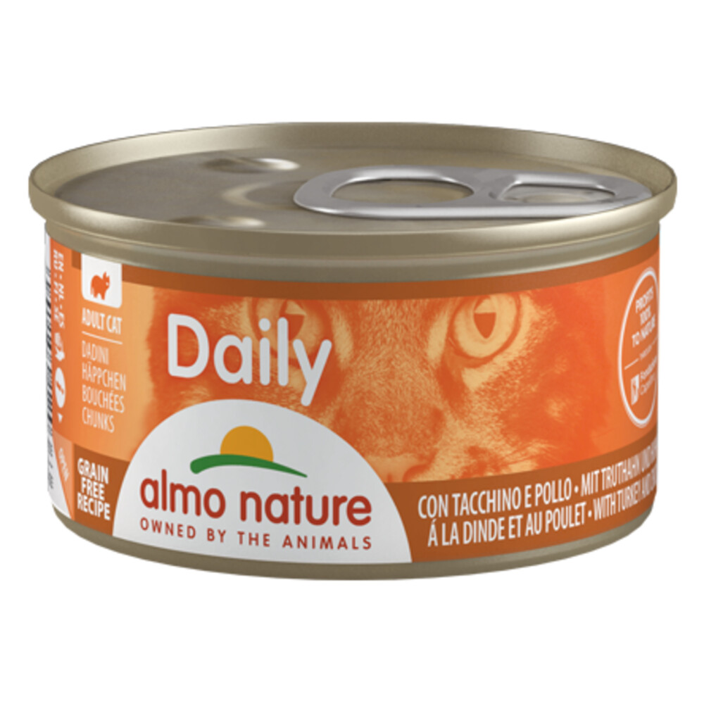 24x Almo Nature Daily Menu Kattenvoer Nat Blikje Kalkoen & Kip85 gr