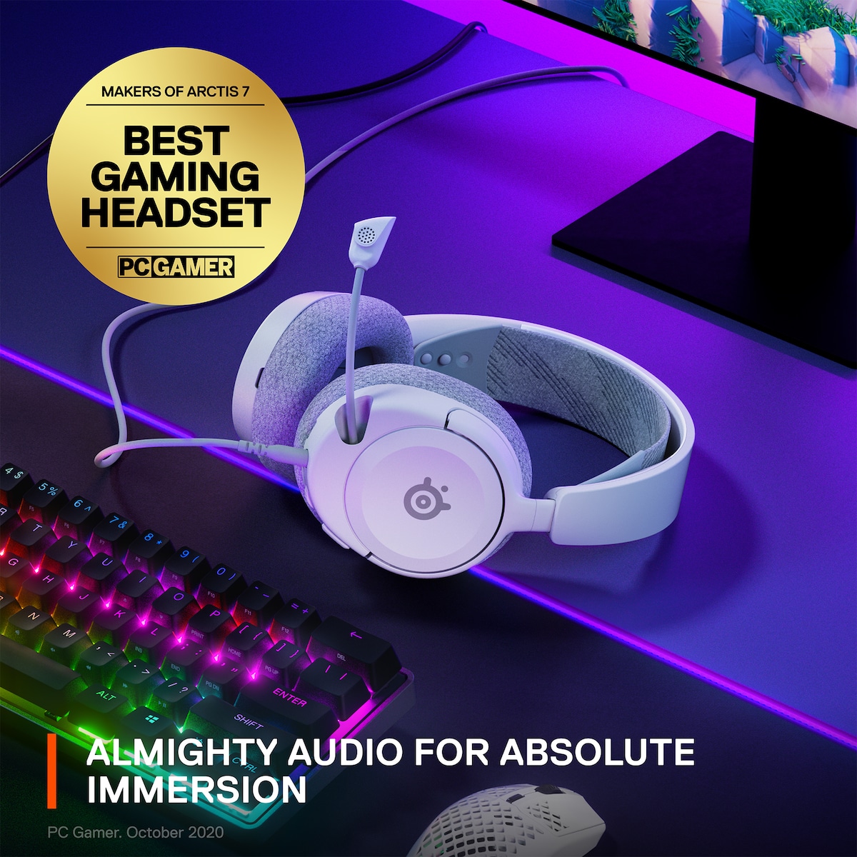SteelSeries Arctis Nova 1 gaming headset (hvit)