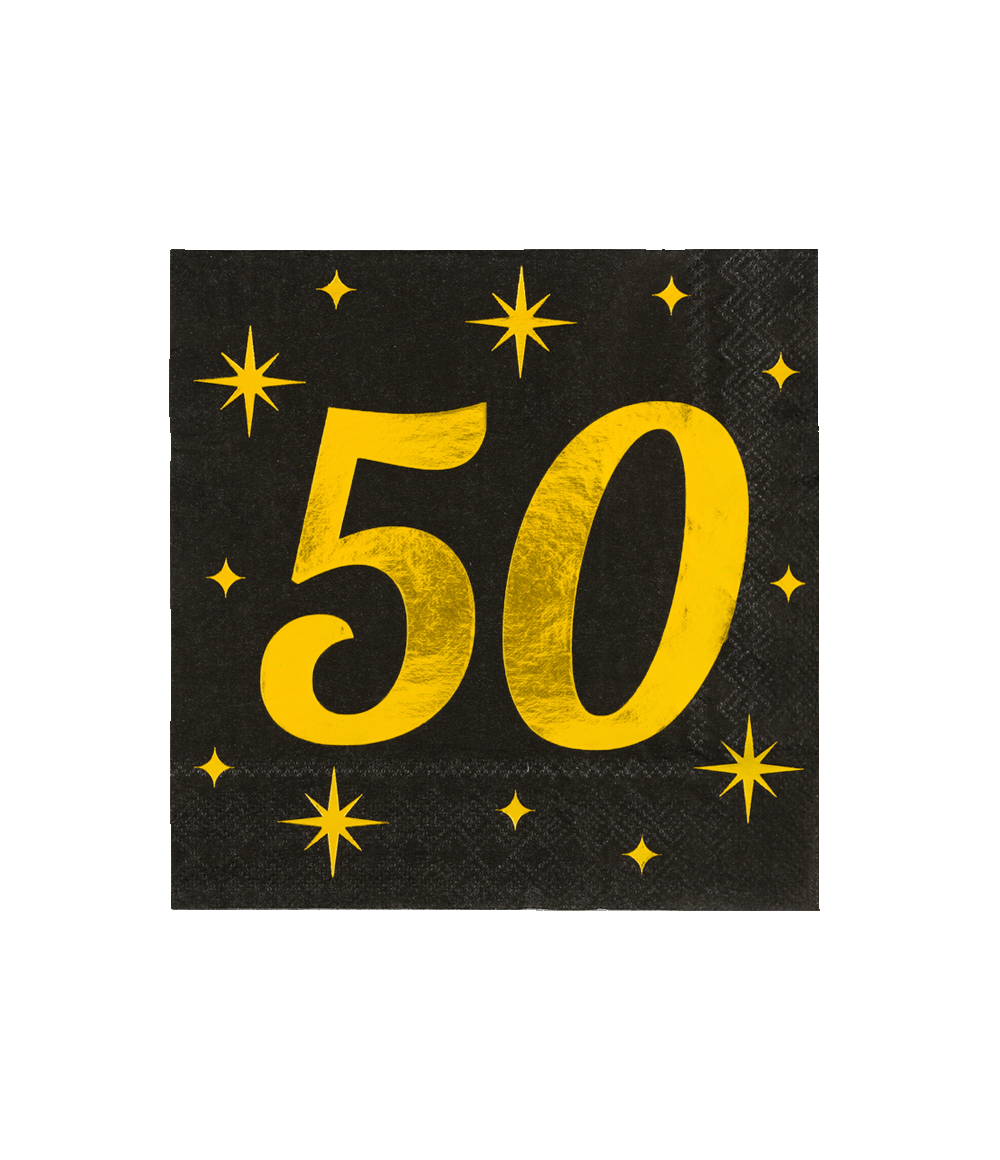 50 Jaar Servetten Zwart Goud 19cm 16st