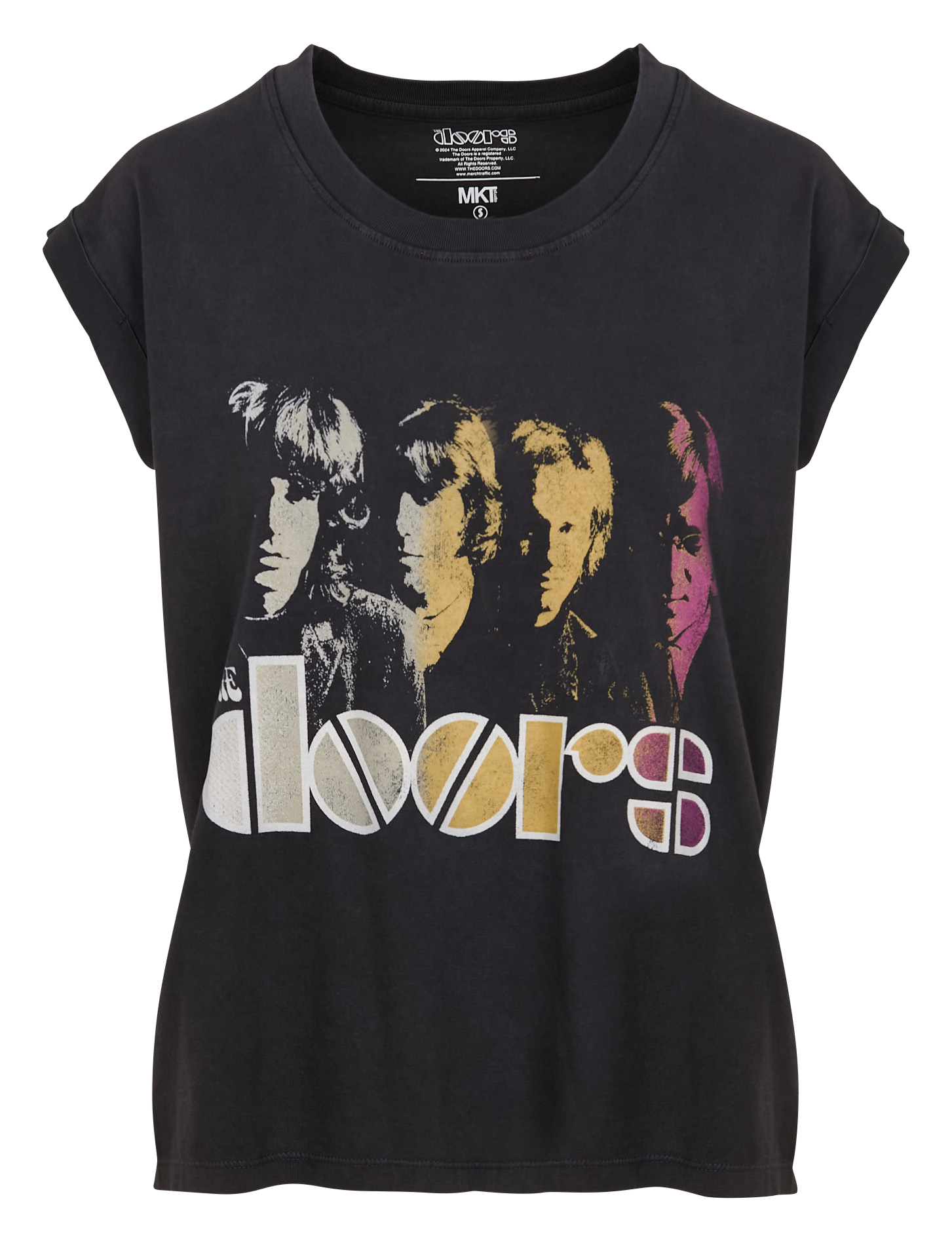 TEGAN DOORS - Tee-shirt col rond sérigraphié en coton | Noir