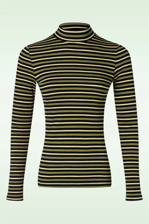 King Louie Pimm stripe turtle top in woodbine groen