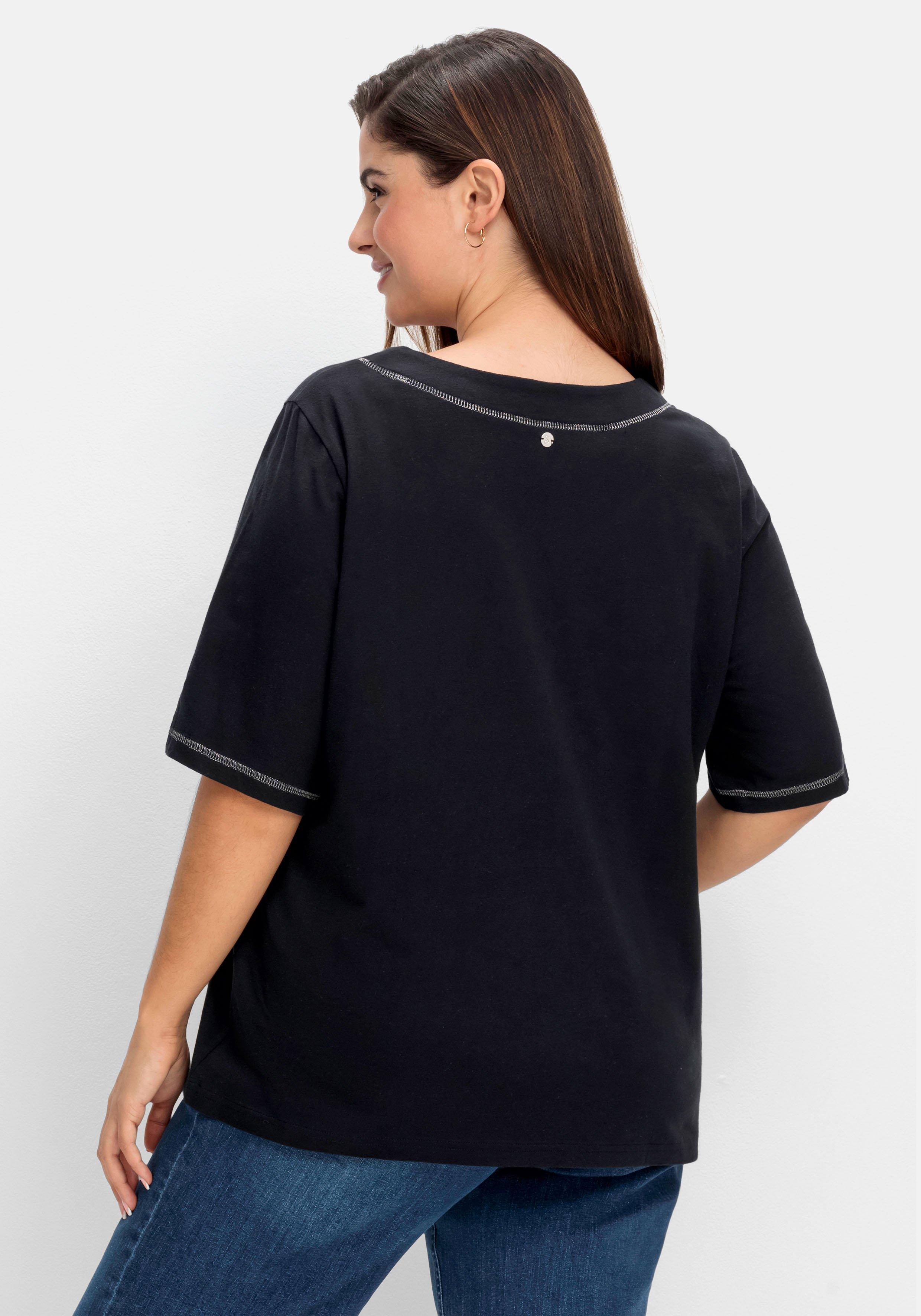 Shirt mit Effekt-Ziernähten, aus Flammgarn