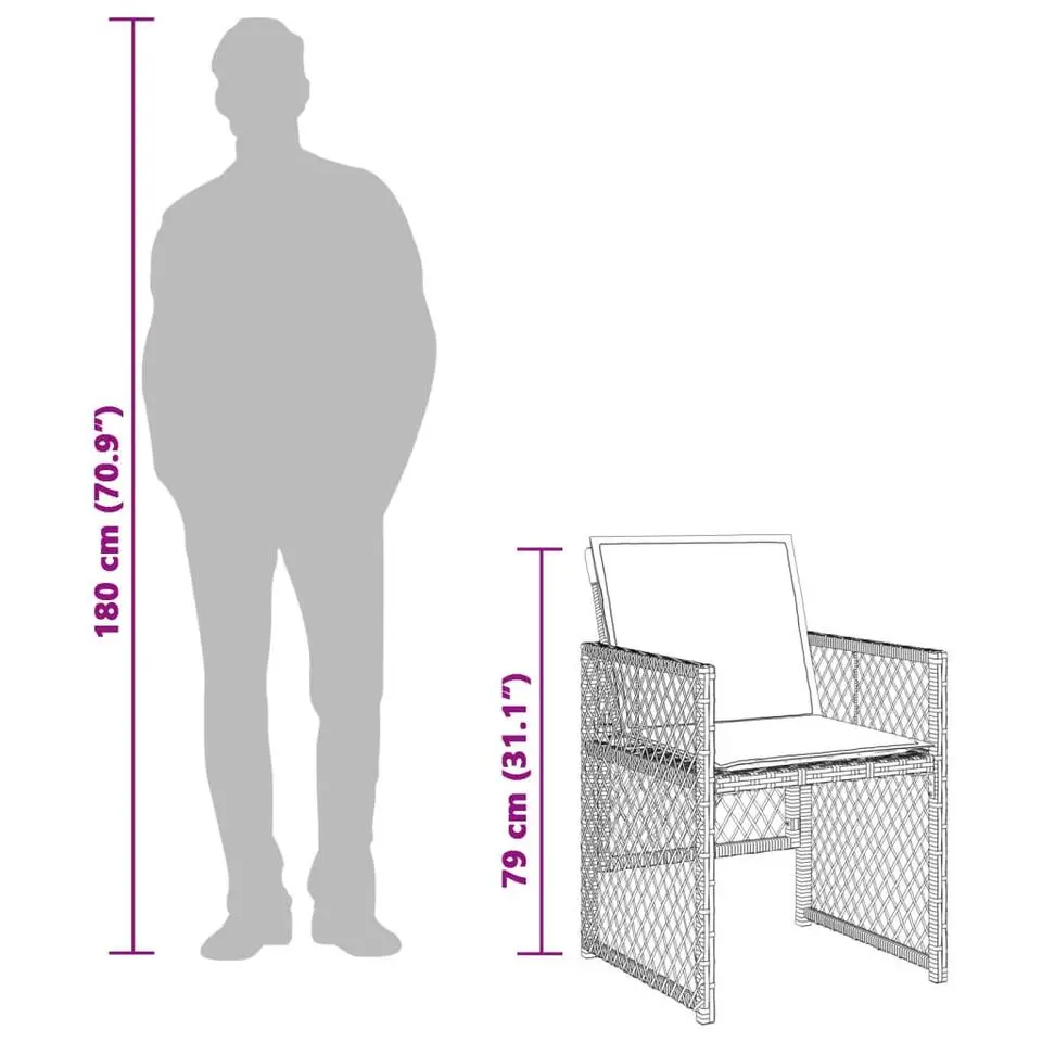 vidaXL - 5-delige Tuinset donkergrijs kussens - Grijs - PE rattan - 110x106 cm