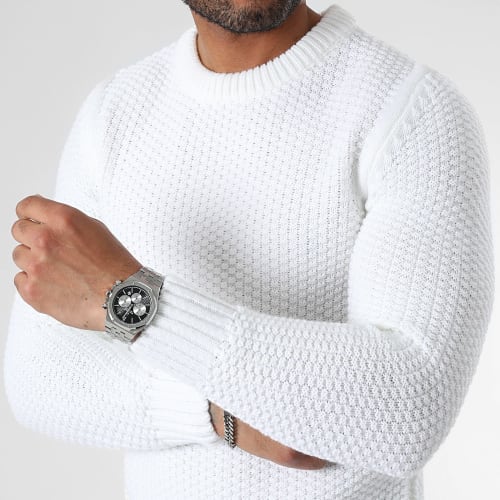 Pull Col Rond Grosses Mailles 0354 Blanc