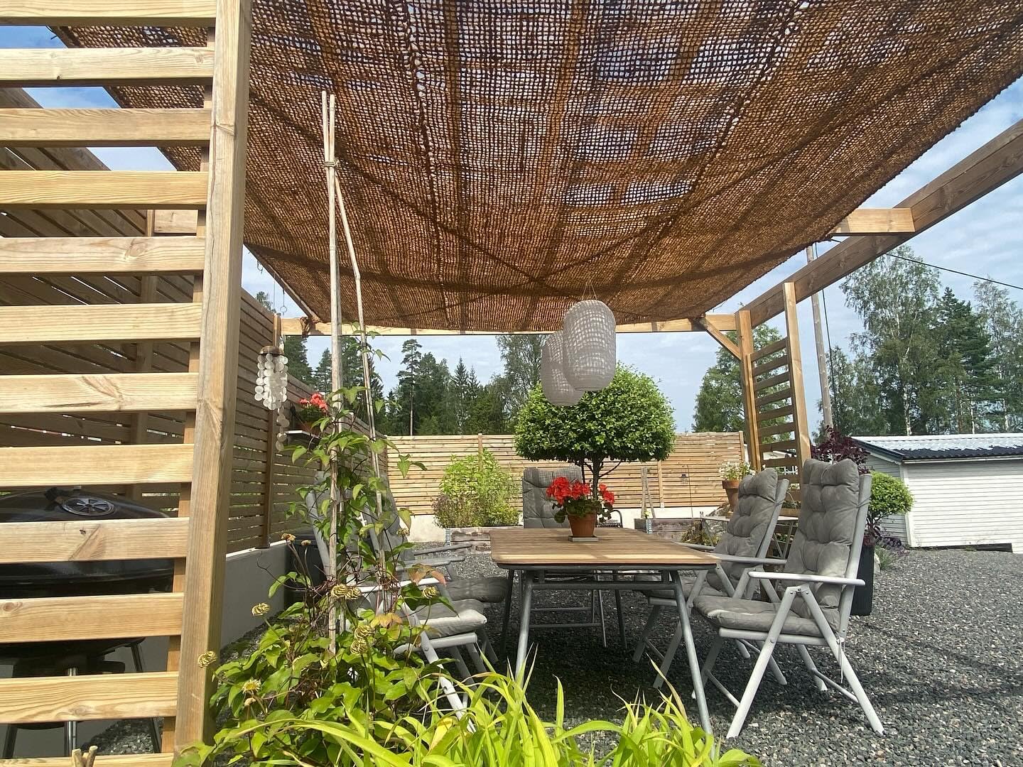 schattentuch rechteckig – 4x3 Meter – Langlebige und stilvolles Sonnensegel aus Kokosfaser – Effektiver Sonnenschutz und wasserdurchlässig – Für Terrasse oder Garten