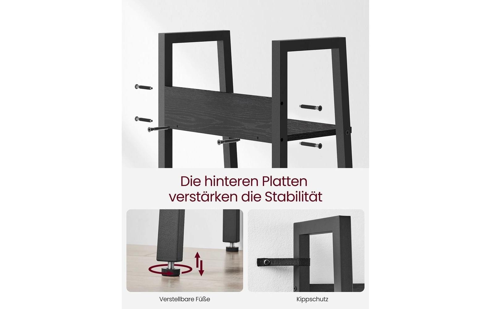Regal 5 Ablagen 33.8 x 170 cm, SchwarzLeiterregal