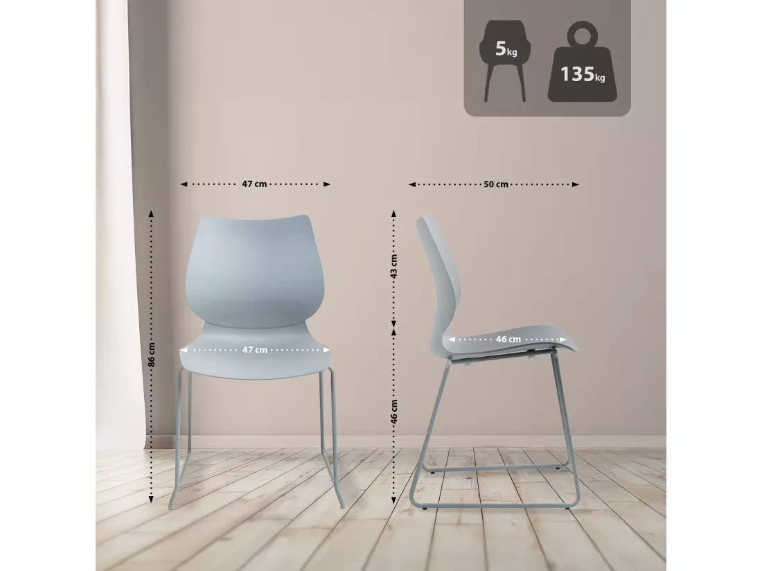 Chaise de conférence - Plastique & Chrome - Gris - Houma