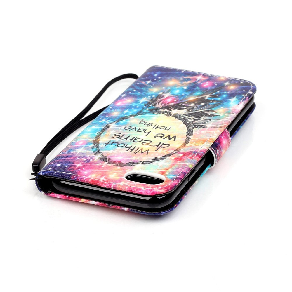iPhone SE (2022/2020) / 8 / 7 Leder Tasche mit Kartenfach   Trageschlaufe - Without Dreams We Have Nothing