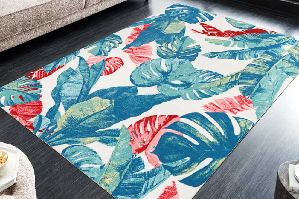 In- und Outdoor Teppich TROPICAL 180x120cm grün pink Blatt Design Läufer wetterfest