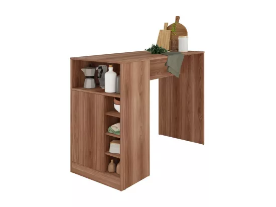 Comptoir de Cuisine - Table 1 Porte 7 Niches Châtaignier L 135 H 100 P 60 cm