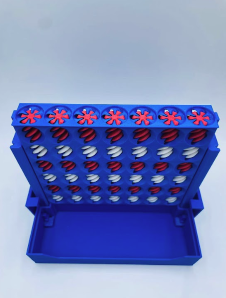 (17x14cm) Vier in einer Reihe Kinder Spiel Faltbares 3D Reise Strategiespiel inkl. Spiral Spielchips - Blau