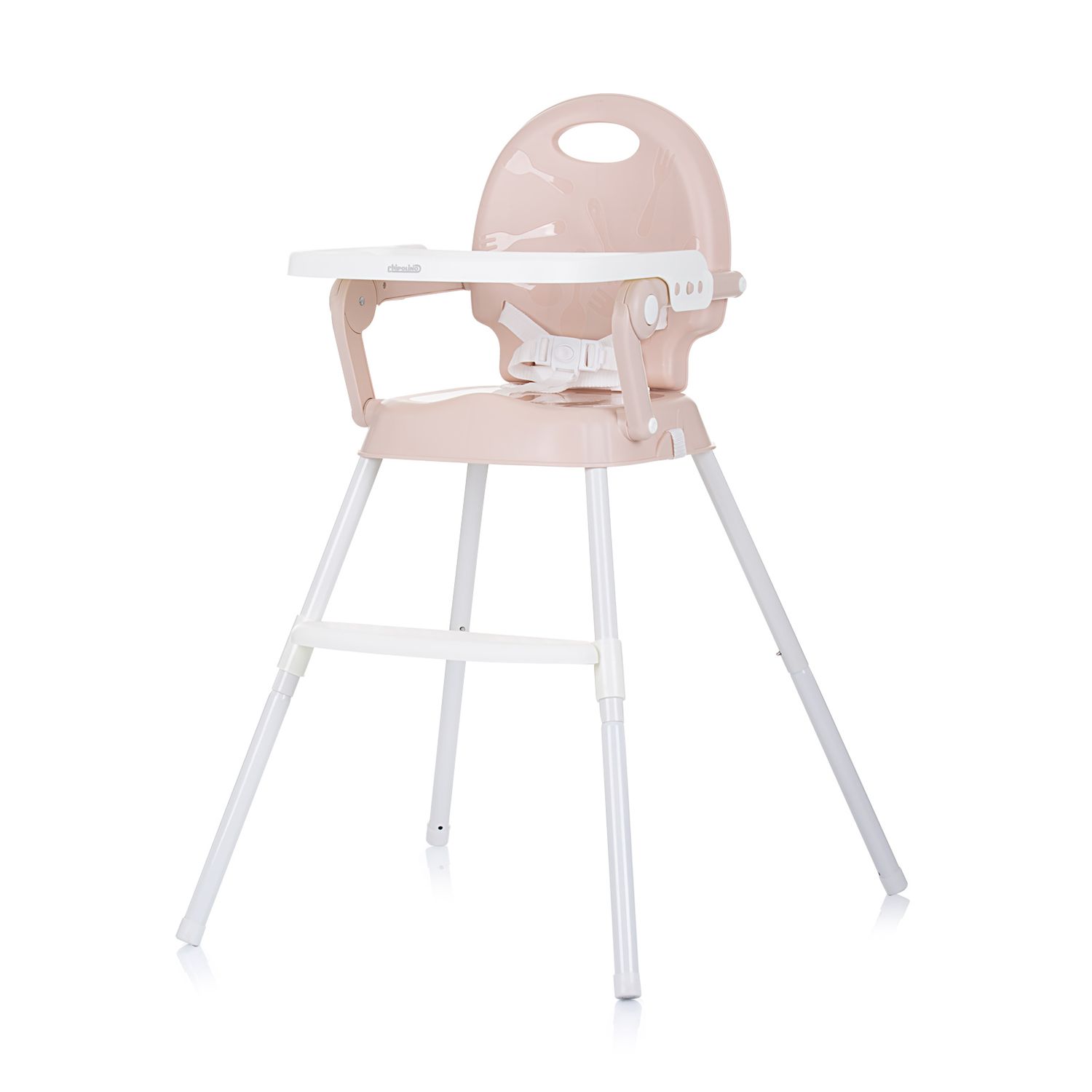 Chipolino Hochstuhl 3 in 1 Bonbon, Sitzerhöhung, Fußstütze, Tablett verstellbar hellbraun