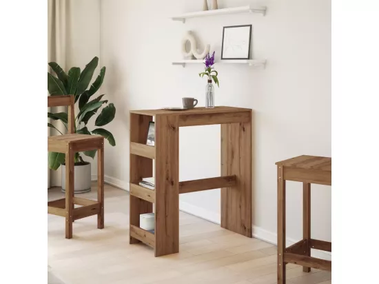 Table de bar avec étagères chêne artisanal bois d'ingénierie