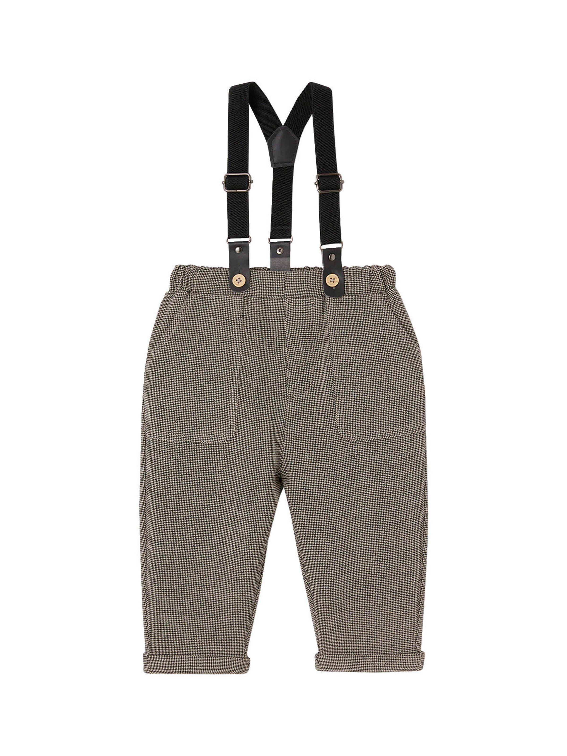 Vertbaudet Jungen Baby-Set: Hemd & Hose mit Hosenträgern olivgrün