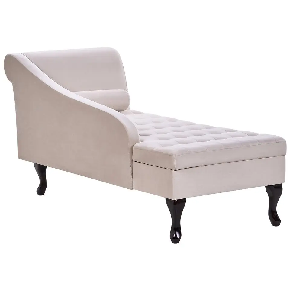 PESSAC - Chaise longue - Beige - Rechterzijde - Fluweel