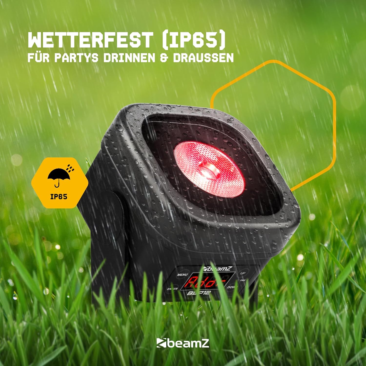 BeamZ BBP12 Akku Uplight Spot 2er Set - 12 Watt LED Par Strahler Outdoor, 13h Akkulaufzeit, IP65, Magnet Clip, Bühnenbeleuchtung, Dimmer, Stroboskop, DMX & Automodi, Bühnenlicht inkl. Fernbedienung