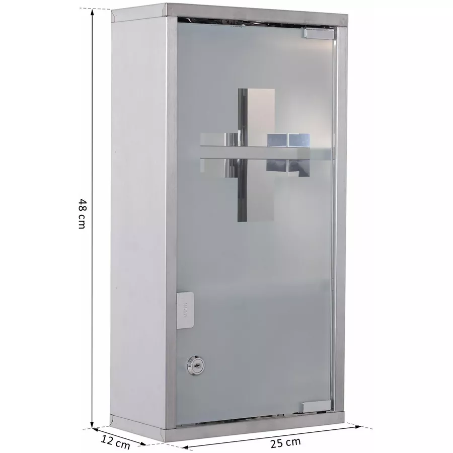 HOMCOM Medikamentenschrank mit 3 Fächer silber