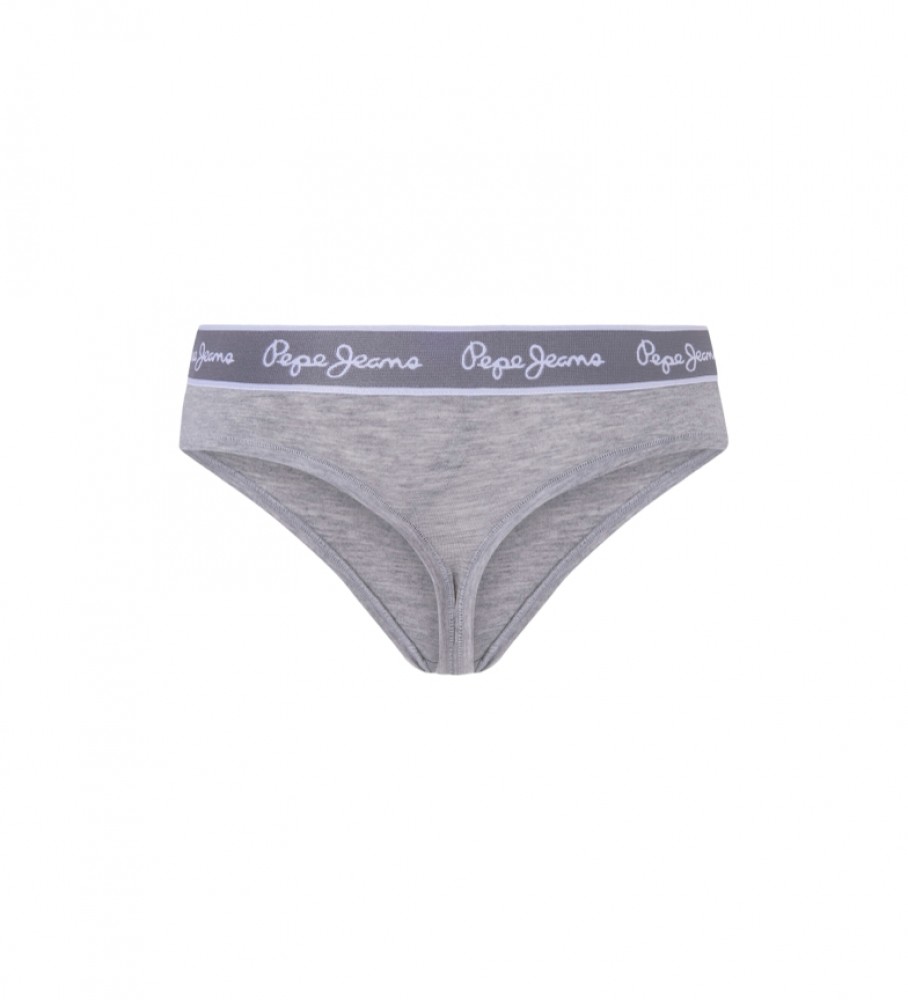Calcinha fio dental clássica cinza da Pepe Jeans