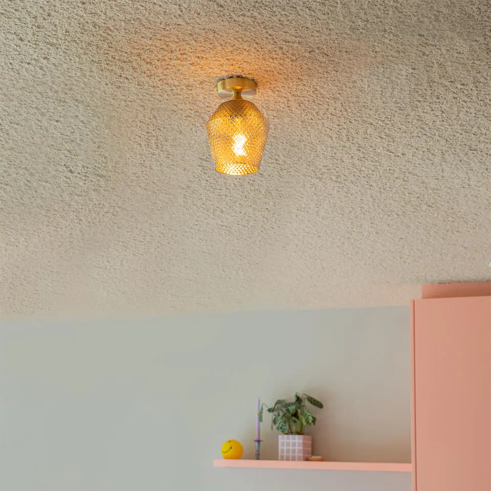 Qazqa plafondlampen karce goudkleurig e27