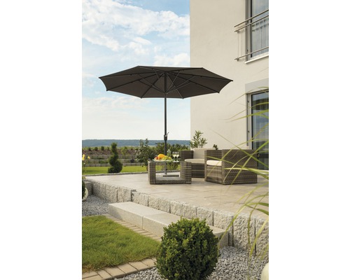 Schneider Korsika parasol Ø 320 H 250 cm, polyacryl 250 g/m², bruin melange