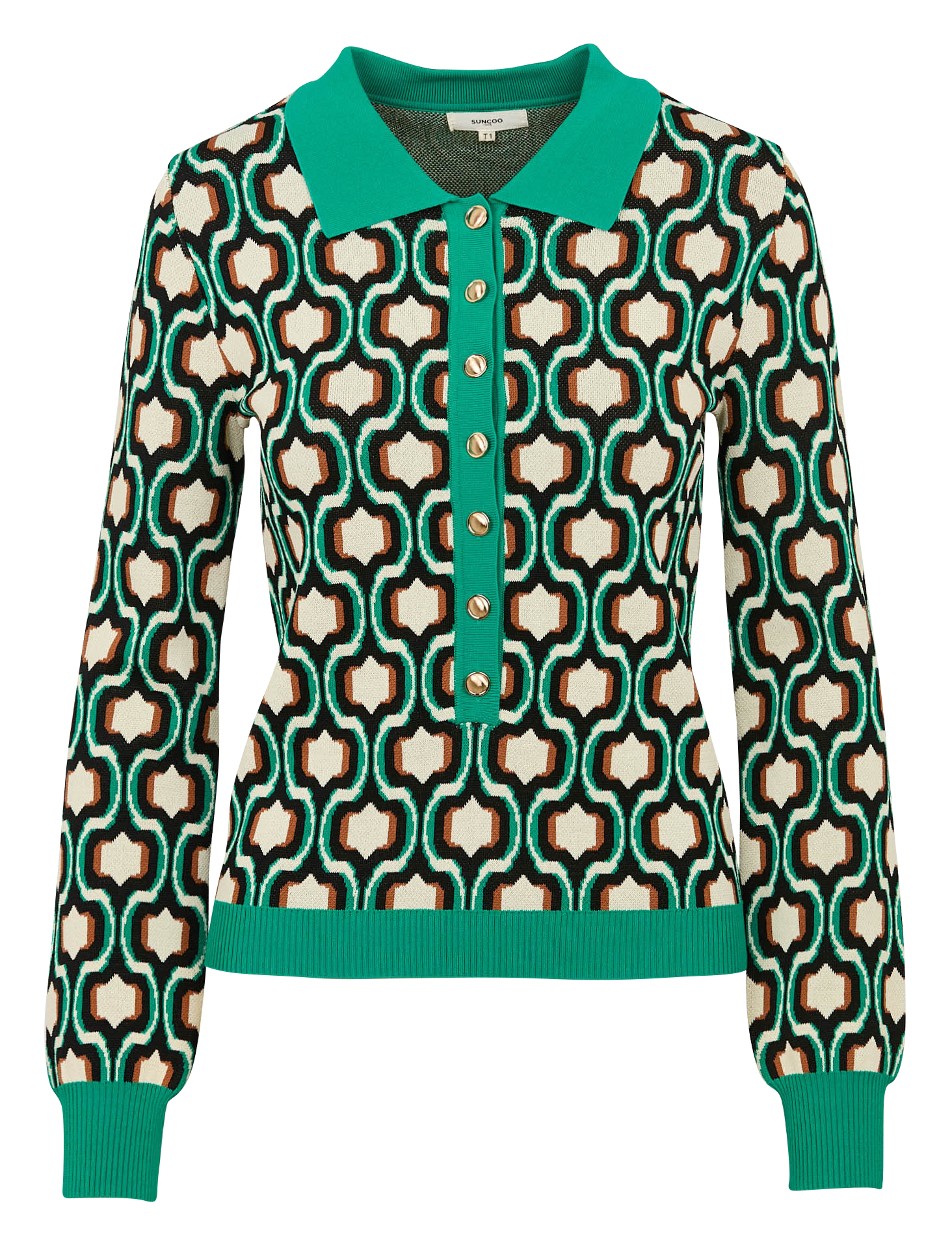 PALMEROS - Gilet col classique en jacquard | Vert