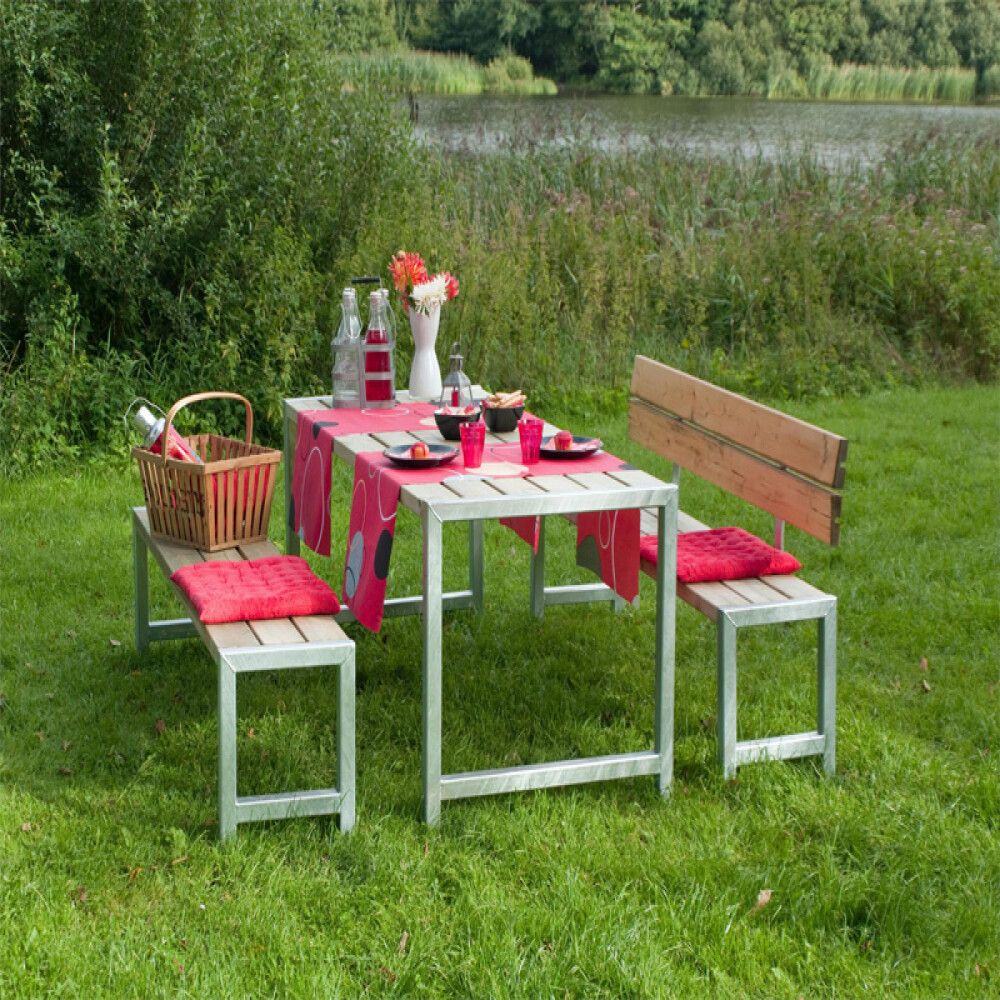 BENKESETT PLUS BORD/2 BENKER/1 RYGGSTØTTE 186CM