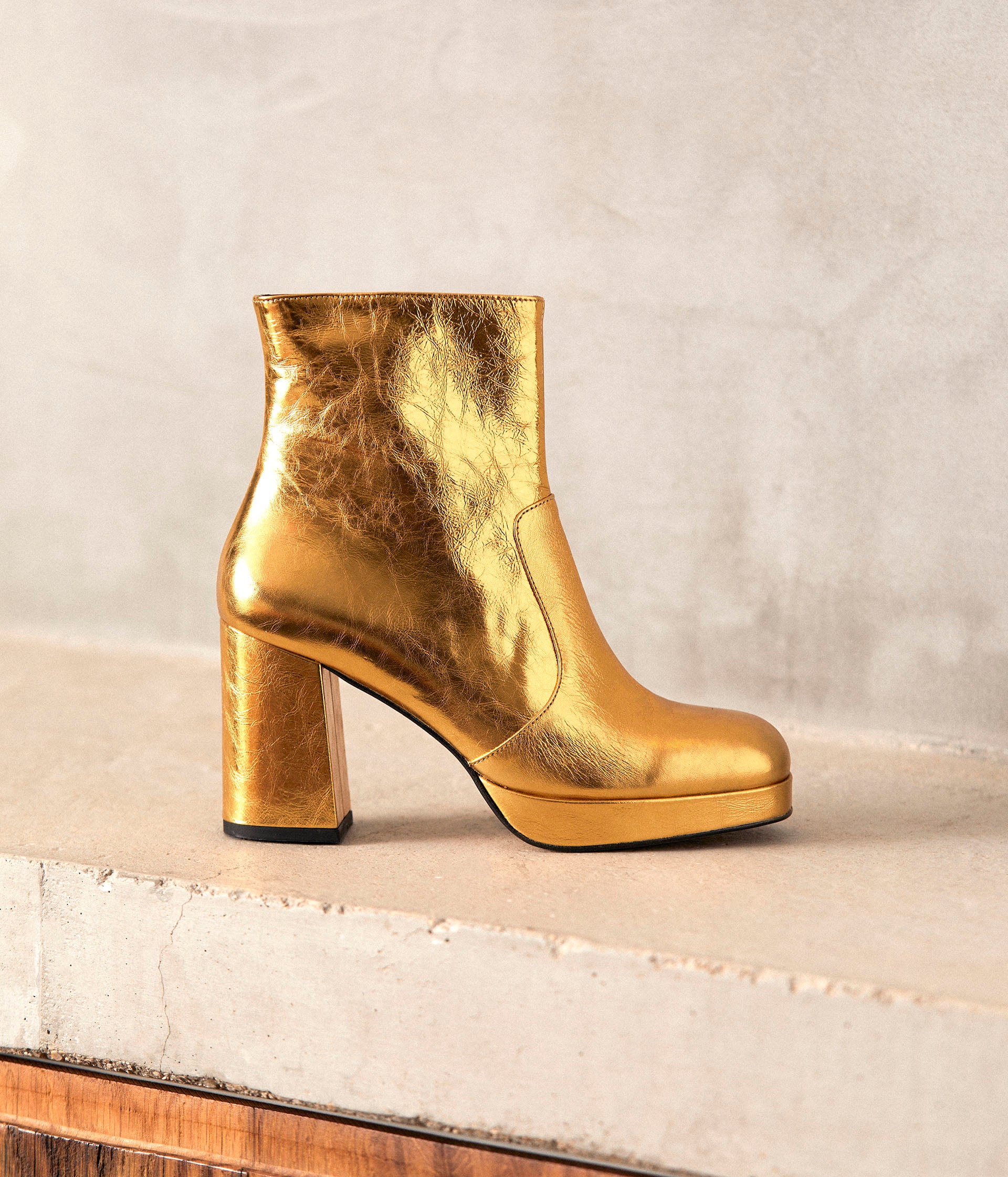 Boots dorés cuir Alissa