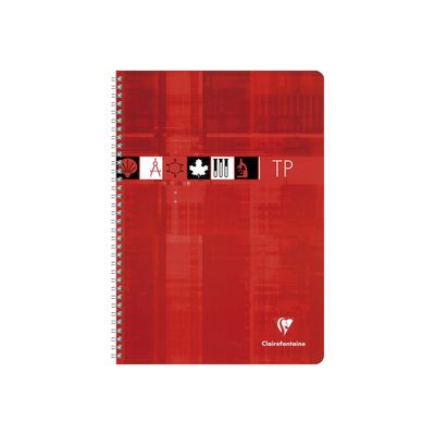 Clairefontaine - Cahier spiralé de travaux pratiques (TP) - A4 (21x29,7 cm) - 80 pages - grands carreaux (Seyes)/uni - disponible dans différentes couleurs