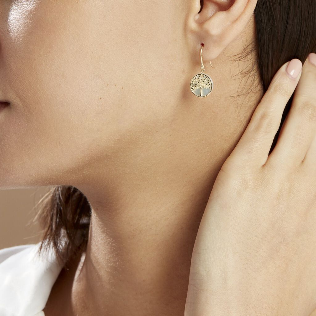 Boucles D'oreilles Pendantes Noamie Or Jaune Nacre