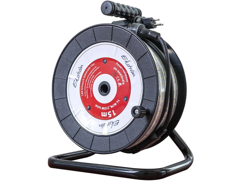 Ekström LED Schlauch Kabelrolle doppelseitig 15 m IP55 Feuerresistent / UV-beständig