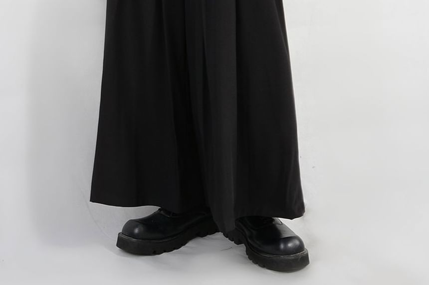 Adotuastic - Hoge taille effen cropped broek met wijde pijpen