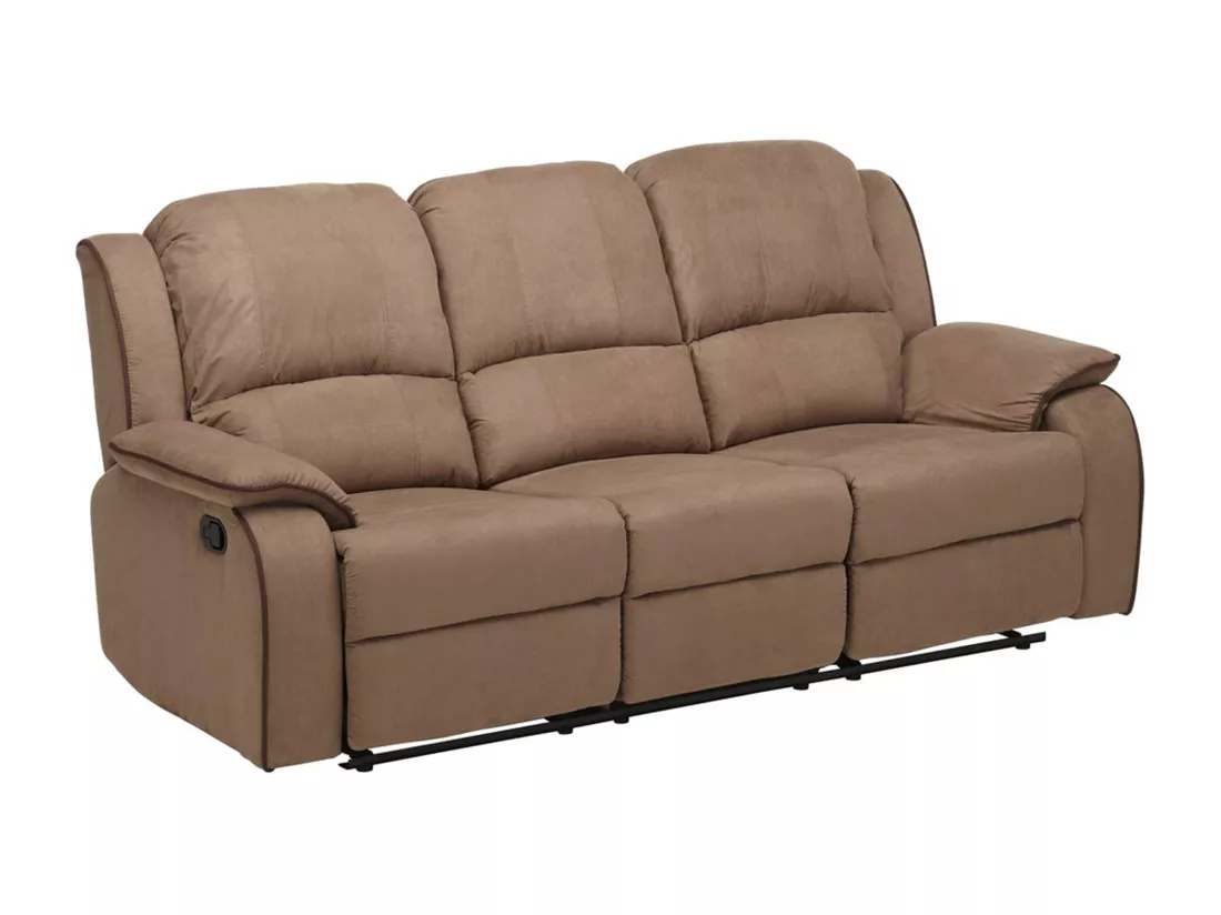 Canapé 3 places et un fauteuil relax en microfibre HERNANI - Taupe
