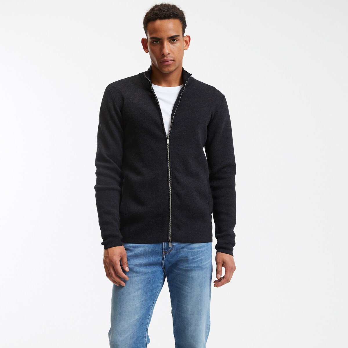 LA REDOUTE COLLECTIONS<br>Cardigã de lã merino com zíper, Signature, SEBASTIEN