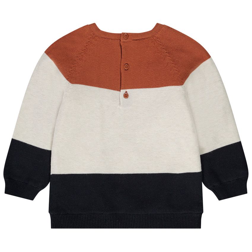 Pull en tricot effet colorblock pour bébé garçon - Ecru