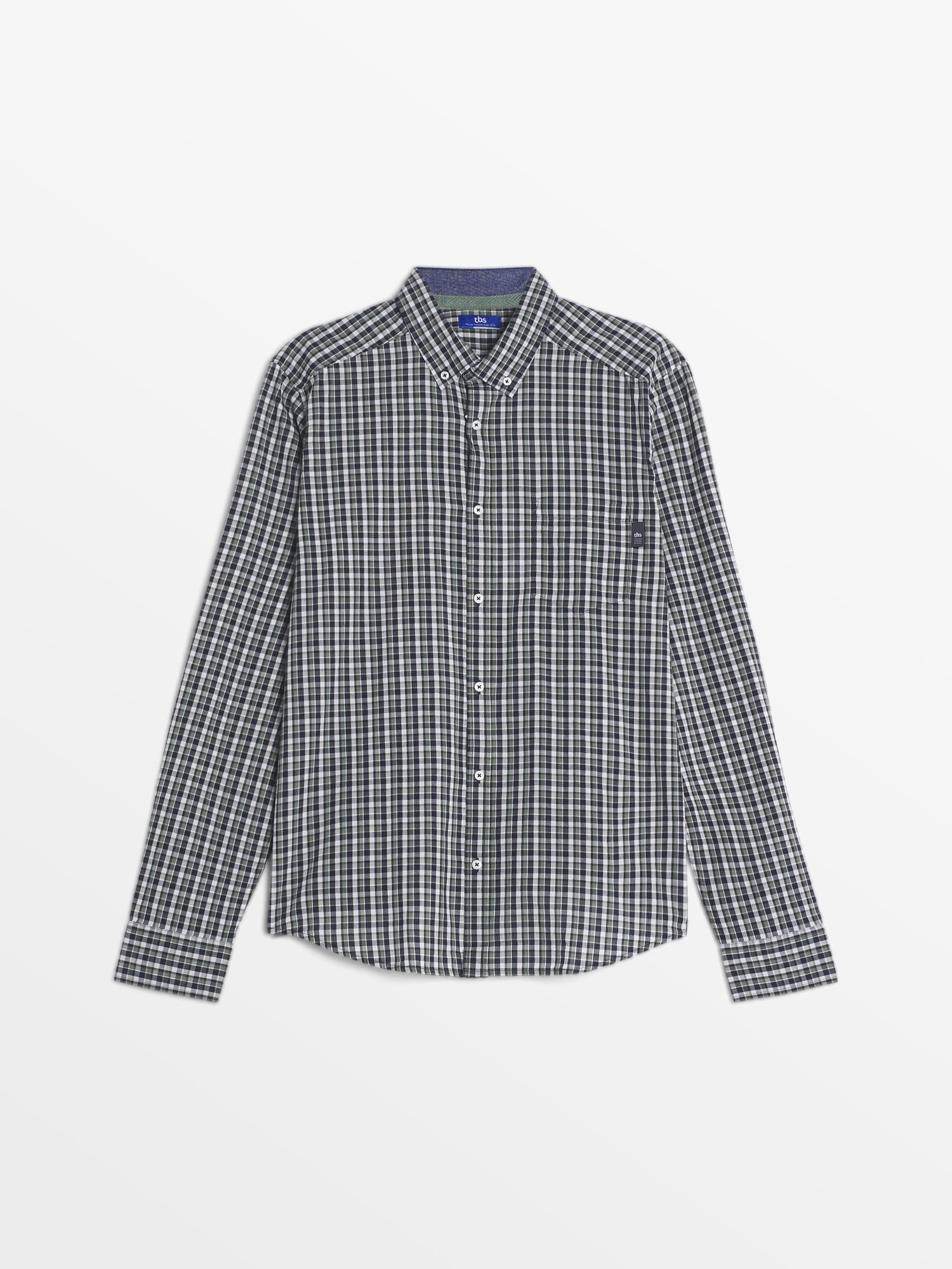 Chemise Homme Petits Carreaux Bleu et Vert