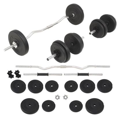 Ensemble d'haltères et barres d'haltères sport musculation fitness 30 kg 02_0000745