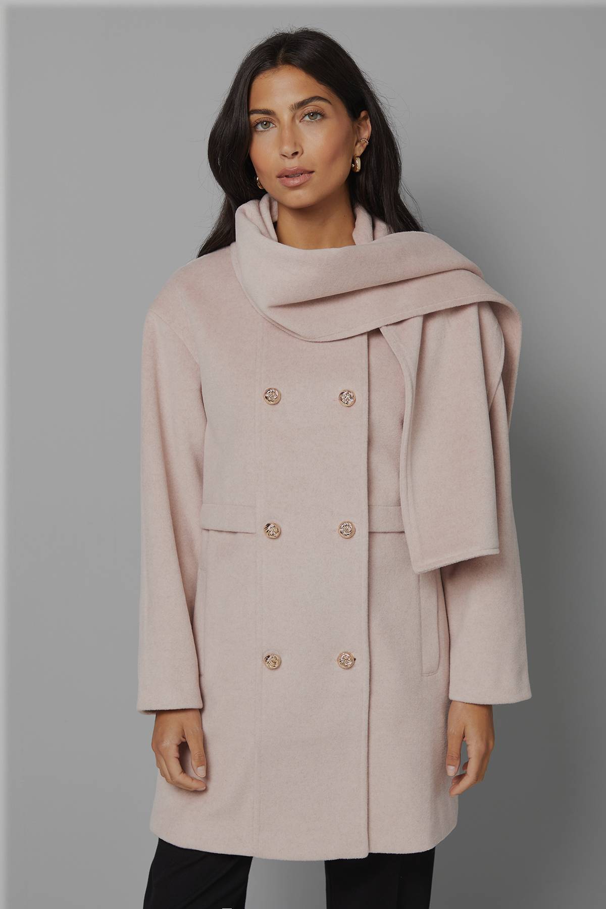 Wallis Manteau à Double Boutonnage avec Détail Écharpe