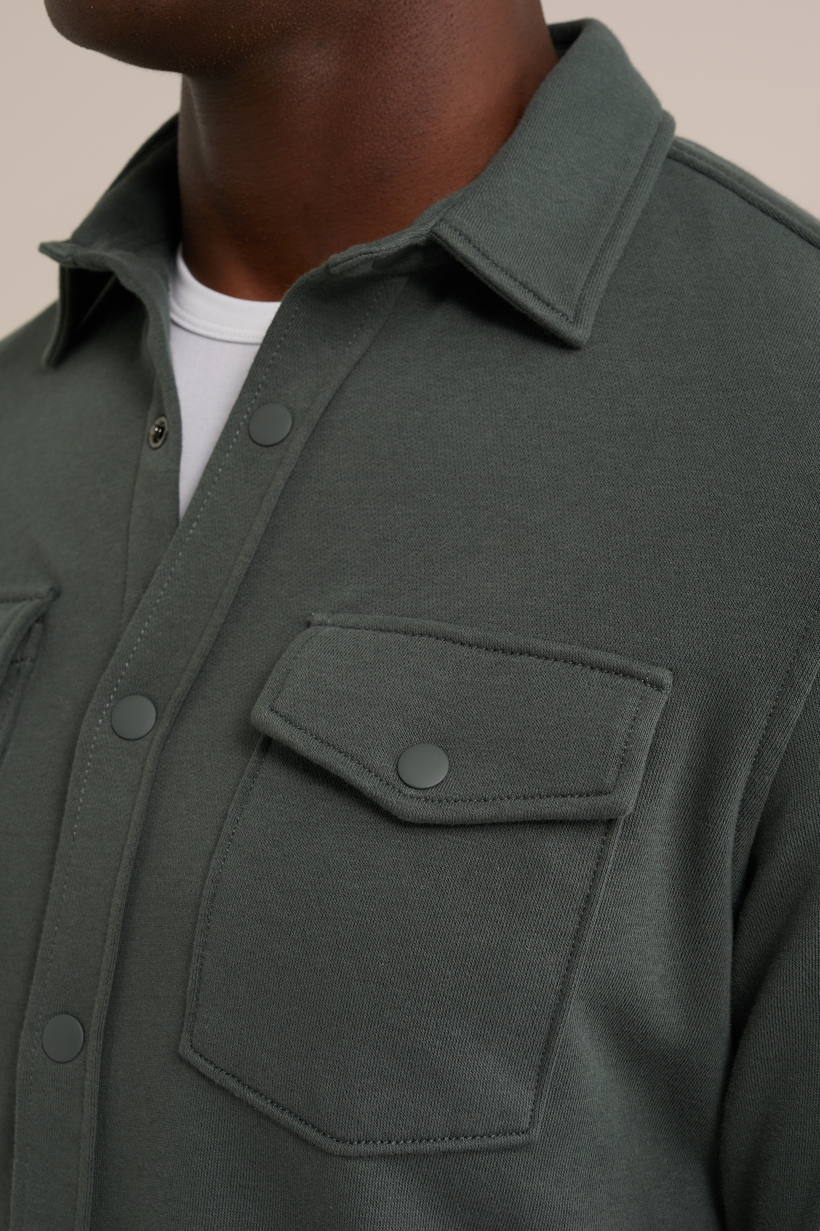 gebreid smart overshirt van katoenmix Fundamentals Legergroen