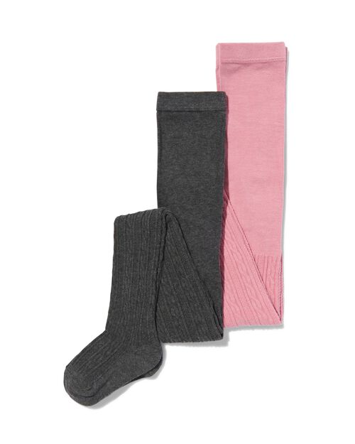 2 collants épais enfant avec coton rose pâle
